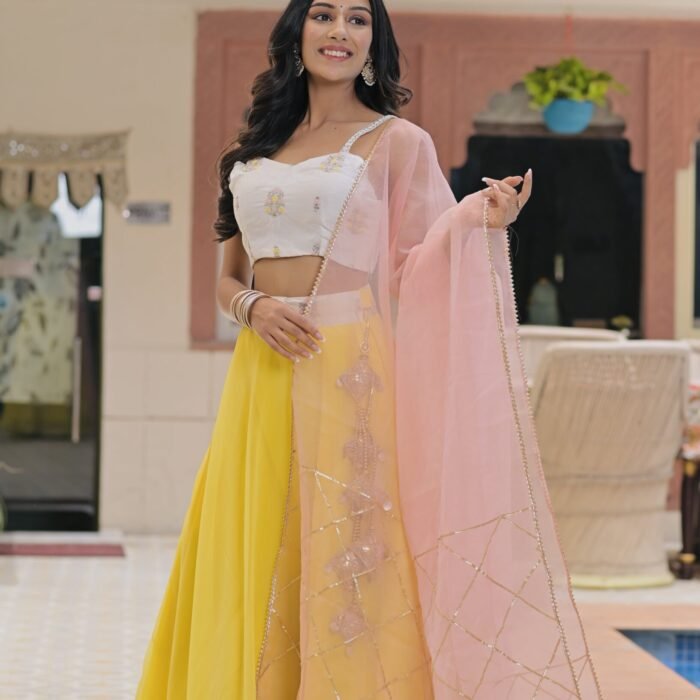 haldi multi color sequin lehenga set