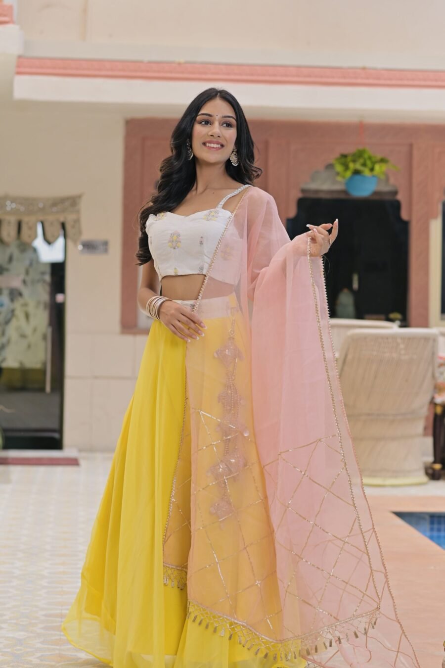 haldi multi color sequin lehenga set