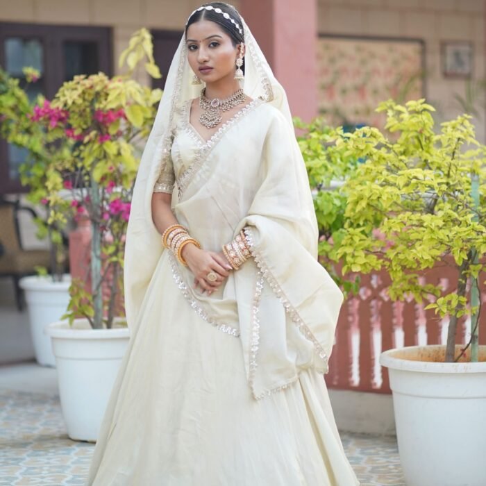 Moon light ivory bride lehenga set