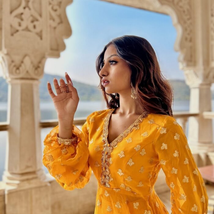 Yellow Banarasi sharara set