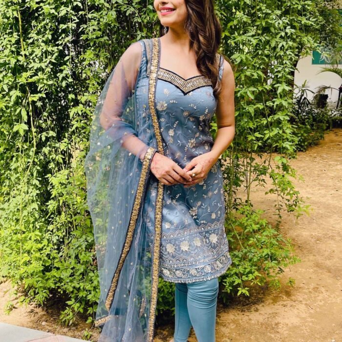 Blue Embroidered Kurta with pant