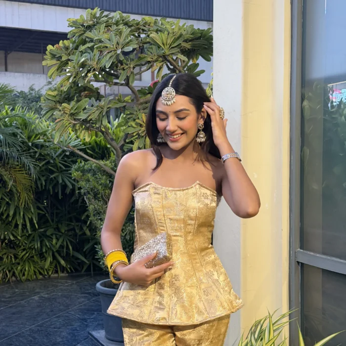 Golden Brocade Corset Co-ord Set