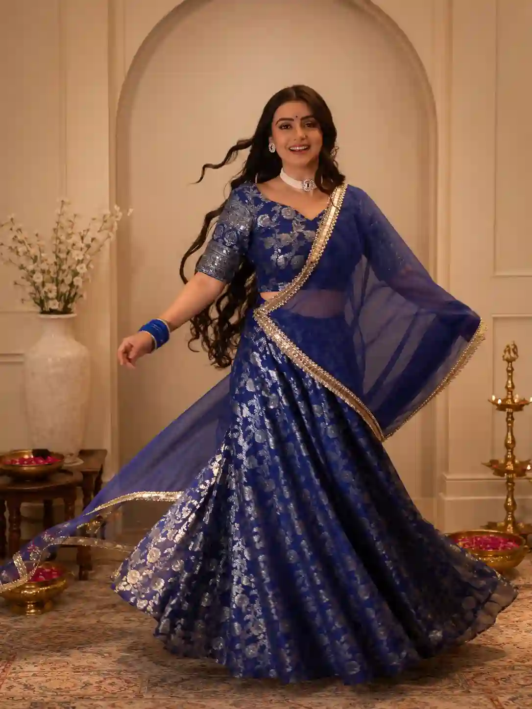 Banarasi Silk Lehenga Brocade With Dupatta - Image 10