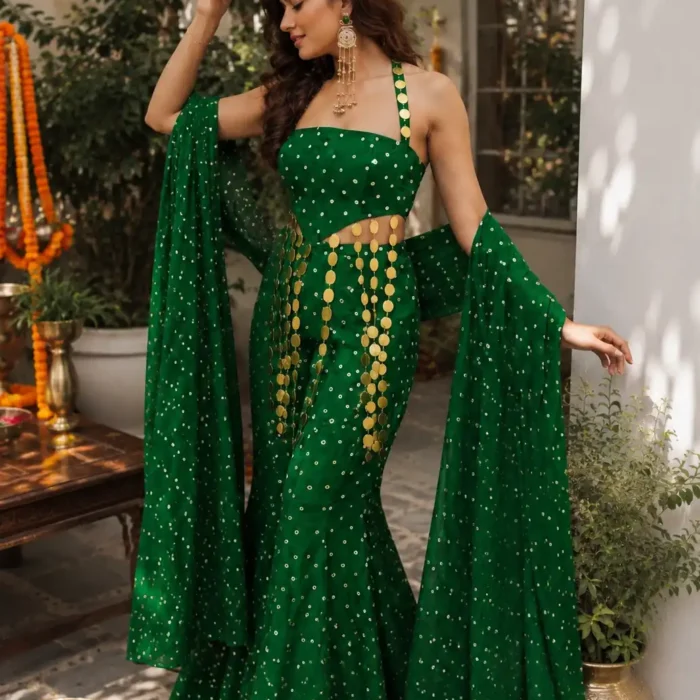 Green Bandhani Co-ord Set