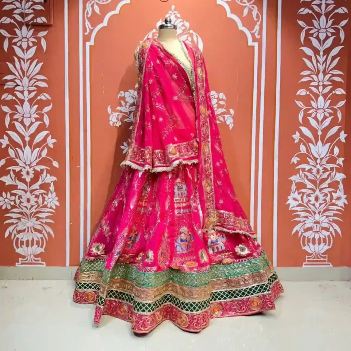 Royal Pink Rajputi Traditional Dress With Dupatta