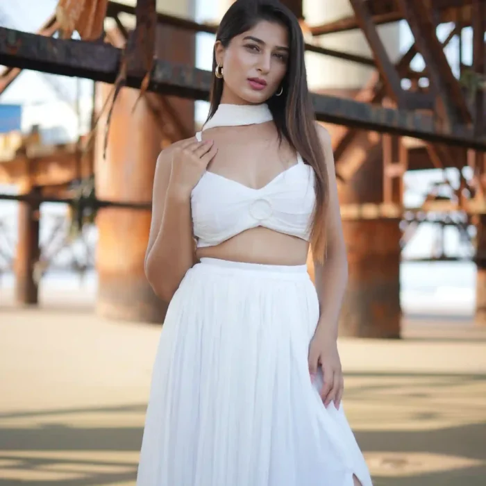 Ivory Draped Skirt Co-Ord Set With Ruched Top