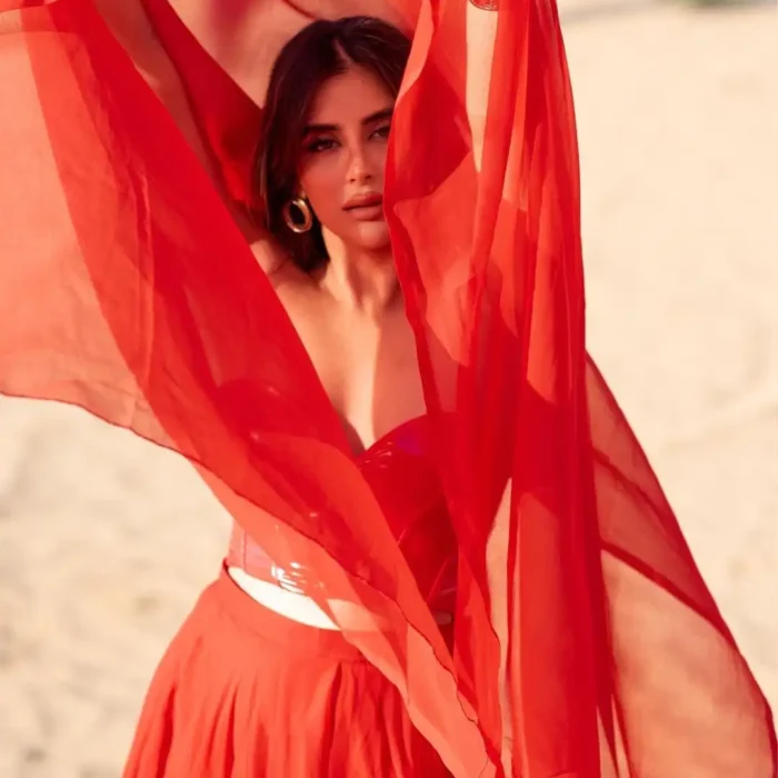 Georgette Red Lehenga With Blouse & Duppata
