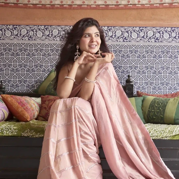 Rose Tissue, cut dana Saree With Blouse Piece