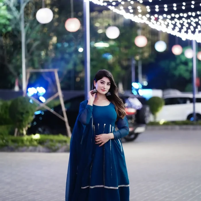 Teal Blue Anarkali Suit with Dupatta