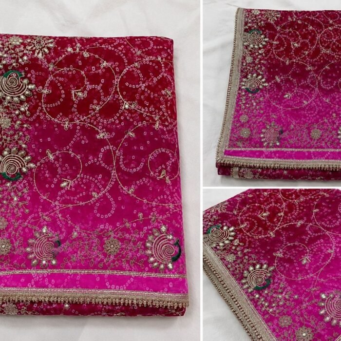 Neetu Bisht Edit - Gulabi Bandhani Saree With Blouse | Handcrafted Zari & Gota Work