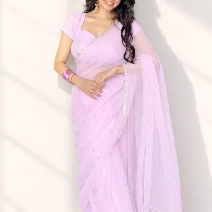 Lavender mirror Saree